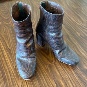 Dolce Vita Snakeskin Block Heel Boots 8.5